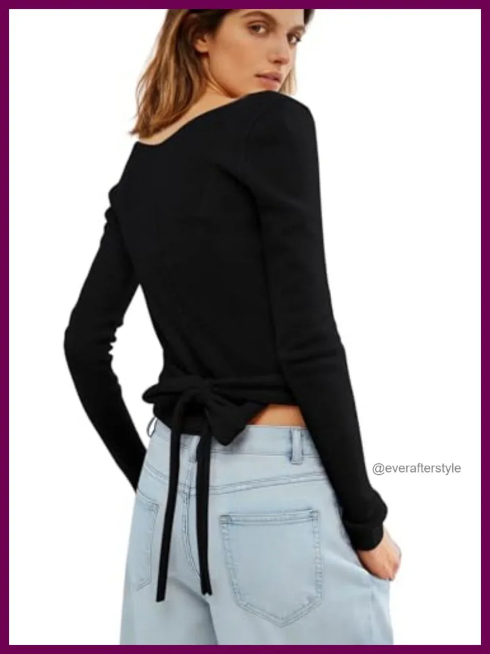 Women's Pilates Wrap Top Ballet Long Sleeve Twist Front